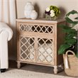 Baxton Studio Leah Oak Brown Finished Wood and Mirrored 1-Drawer Storage Cabinet