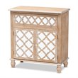 Baxton Studio Leah Oak Brown Finished Wood and Mirrored 1-Drawer Storage Cabinet