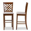 Baxton Studio Jason Gray Upholstered Walnut Finished Wood 2-Piece Bar Stool Set