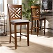 Baxton Studio Jason Gray Upholstered Walnut Finished Wood 2-Piece Bar Stool Set
