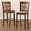 Baxton Studio Jason Gray Upholstered Walnut Finished Wood 2-Piece Bar Stool Set