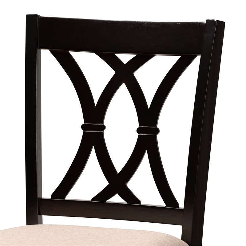 Baxton Studio Calista Brown Upholstered Espresso Wood 2-Piece Bar Stool Set