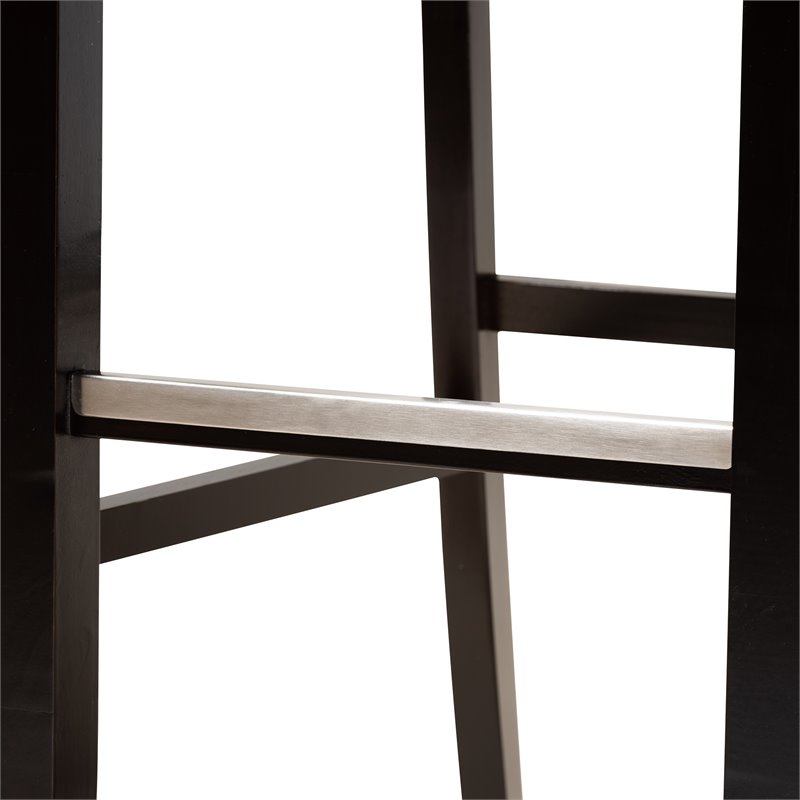 Baxton Studio Calista Brown Upholstered Espresso Wood 2-Piece Bar Stool Set