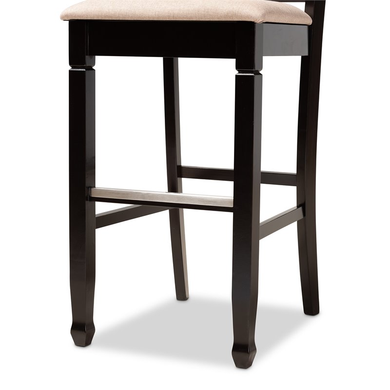 Baxton Studio Calista Brown Upholstered Espresso Wood 2-Piece Bar Stool Set
