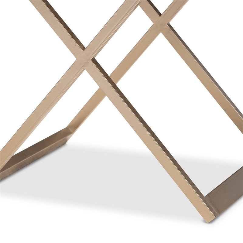 Baxton Studio Patricia Black Wood and Powder Brass Metal 1-Drawer End Table