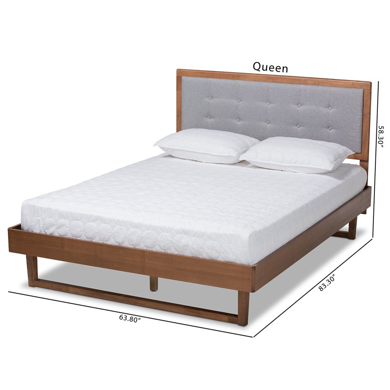 Baxton Studio Viviana Gray Upholstered Wood King Size Platform Bed