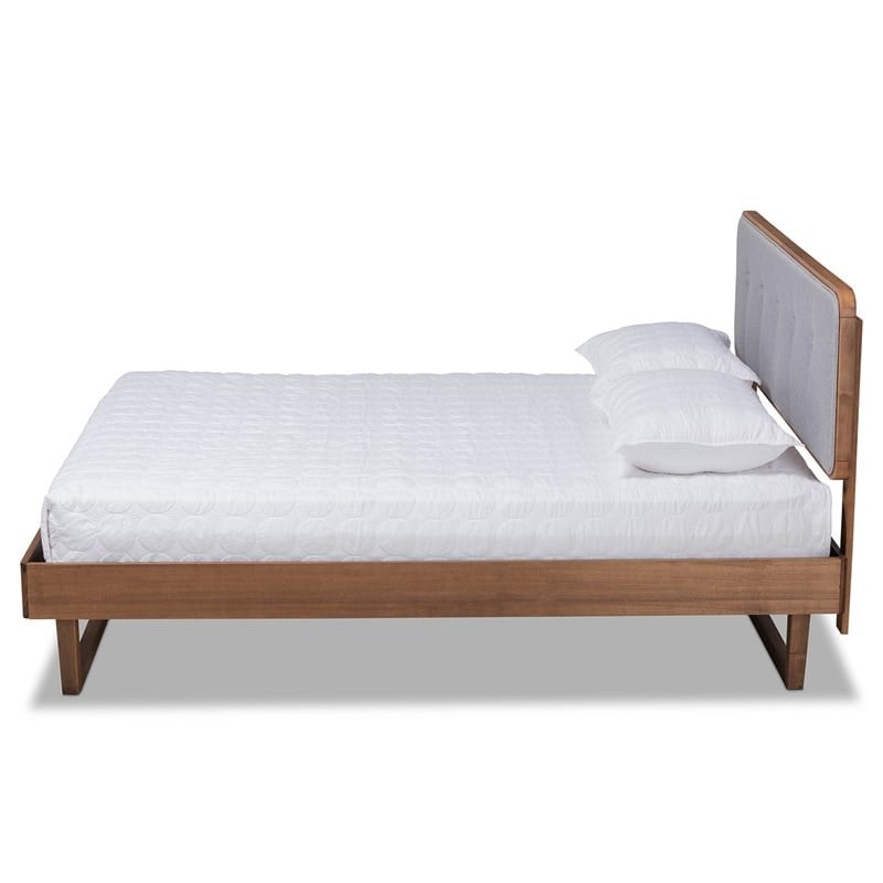 Baxton Studio Natalia Gray Upholstered Wood Queen Size Platform Bed