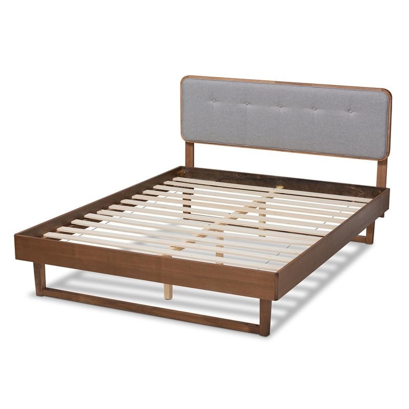 Baxton Studio Natalia Gray Upholstered Wood Queen Size Platform Bed