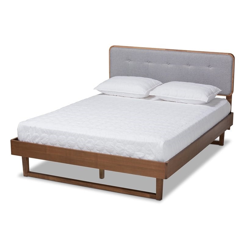 Baxton Studio Natalia Gray Upholstered Wood Queen Size Platform Bed