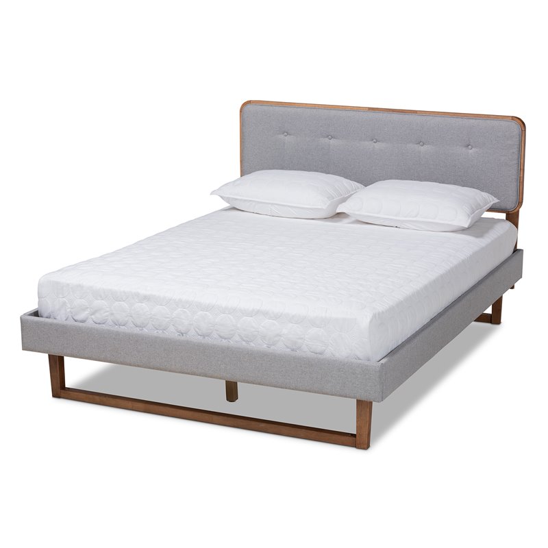 Baxton Studio Sofia Gray Upholstered Wood Queen Size Platform Bed