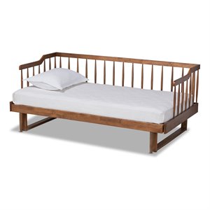baxton studio muriel walnut wood expandable twin to king size spindle daybed