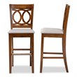 Baxton Studio Carson Gray Upholstered Walnut Finished Wood 2-Piece Bar Stool Set
