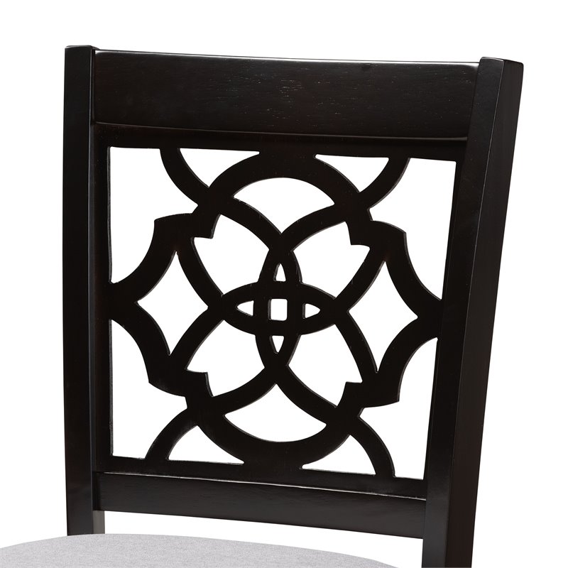 Baxton Studio Alexandra Gray Upholstered Espresso Wood 2-Piece Bar Stool Set