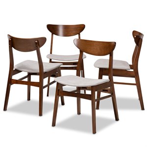 Baxton Studio Parlin Gray Upholstered Wood 4-Piece Dining Chair Set