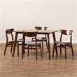 Baxton Studio Orion Gray Upholstered Wood 5-Piece Dining Set