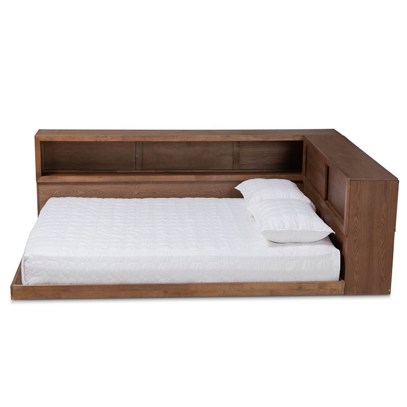 Baxton Studio Erie Walnut Finished Wood Queen Size Platform Storage Bed