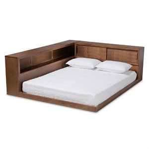 Baxton Studio Erie Walnut Finished Wood Queen Size Platform Storage Bed