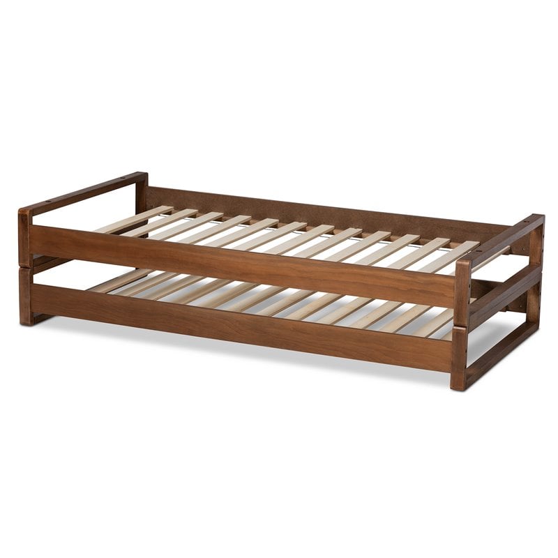 Baxton Studio Klara Walnut Finished Wood Expandable Twin to King Size Bed Frame
