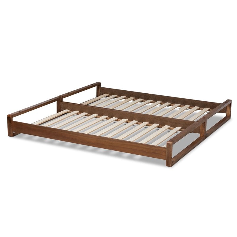 Baxton Studio Klara Walnut Finished Wood Expandable Twin to King Size Bed Frame