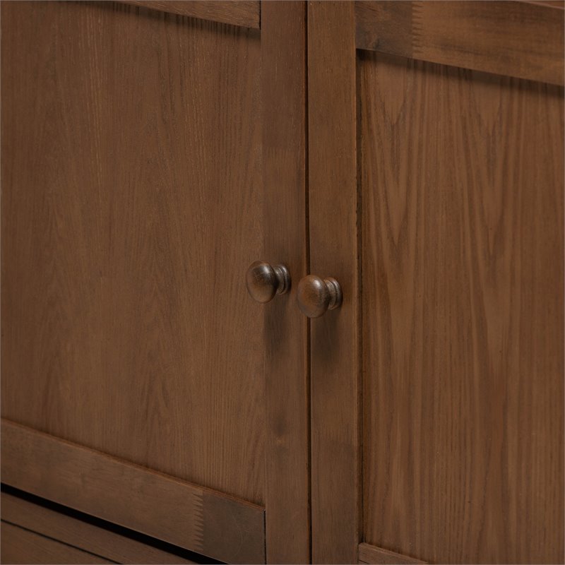 Baxton Studio Kaori Walnut Brown Finished Wood Queen Size Platform Storage Bed