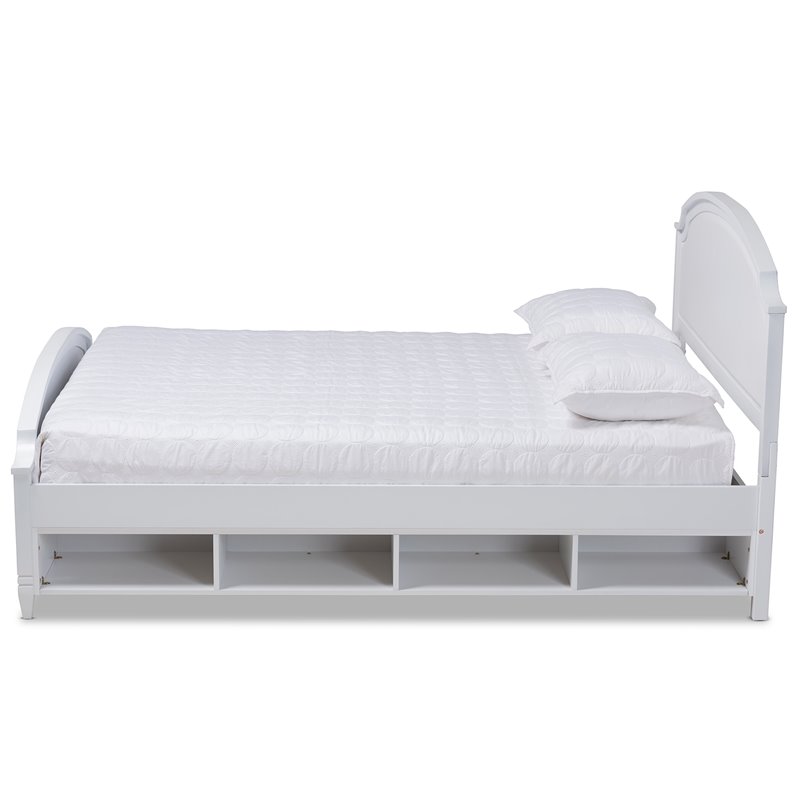 Baxton Studio Elise White Finished Wood Full Size Storage Platform Bed