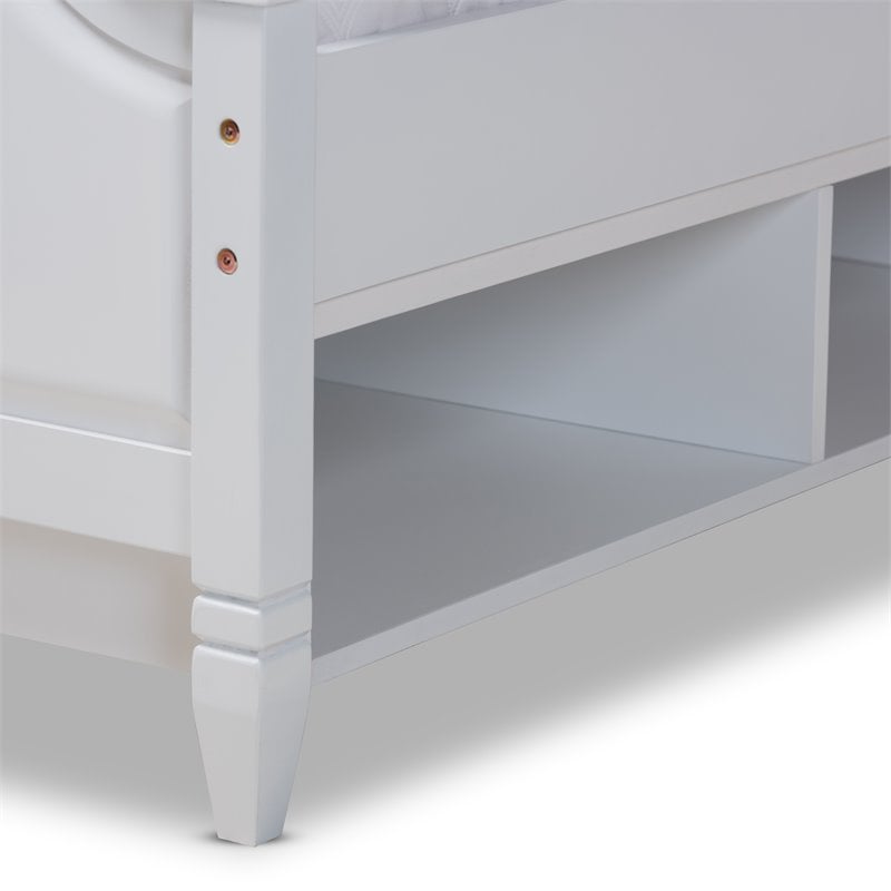 Baxton Studio Elise White Finished Wood Full Size Storage Platform Bed