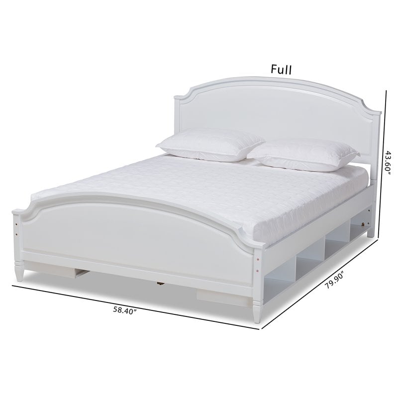 Baxton Studio Elise White Finished Wood Full Size Storage Platform Bed