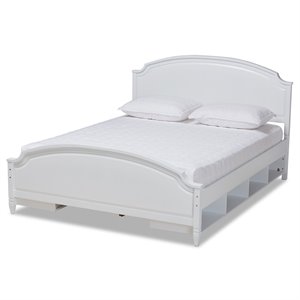 Baxton Studio Elise White Finished Wood Full Size Storage Platform Bed