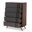Baxton Studio Naoki Gray and Walnut Finished Wood 5-Drawer Bedroom Chest
