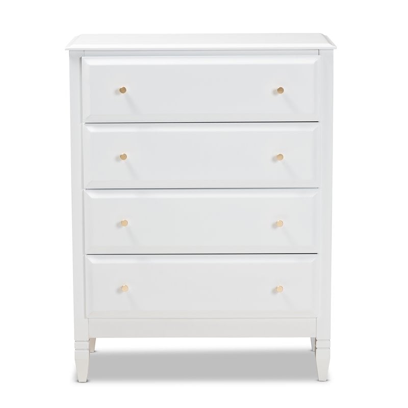 Baxton Studio Naomi White Finished Wood 4-Drawer Bedroom Chest