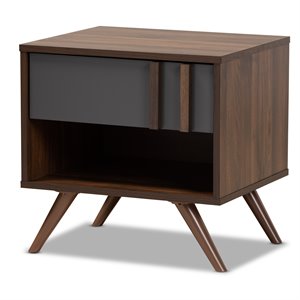 baxton studio naoki two-tone gray and walnut finished wood 1-drawer nightstand