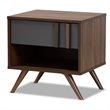Baxton Studio Naoki Two-Tone Gray and Walnut Finished Wood 1-Drawer Nightstand