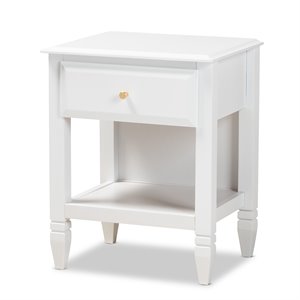 Baxton Studio Naomi White Finished Wood 1-Drawer Bedroom Nightstand