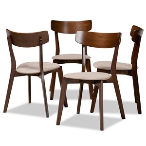 Baxton Studio Iora Light Beige Fabric Upholstered Wood 4-Piece Dining Chair Set