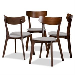 Baxton Studio Iora Light Gray Fabric Upholstered Wood 4-Piece Dining Chair Set