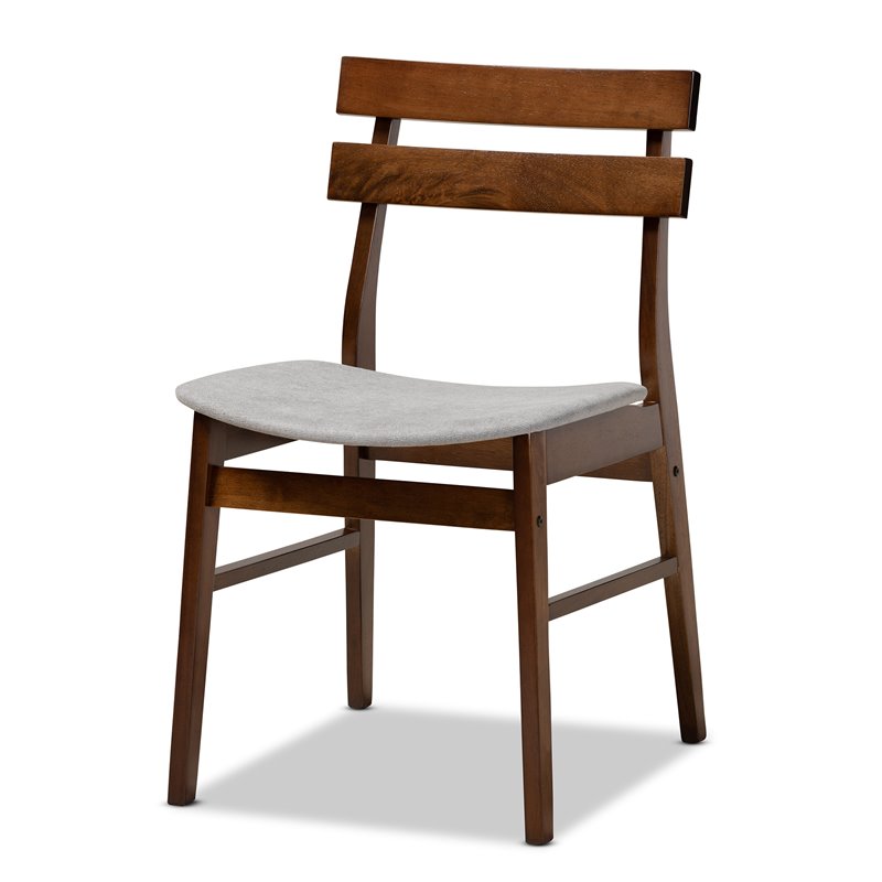 Baxton Studio Eiko Light Gray Fabric Upholstered Wood 5-Piece Dining Set