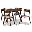 Baxton Studio Rika Light Beige Fabric Upholstered Wood 5-Piece Dining Set