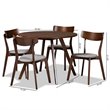 Baxton Studio Rika Light Gray Fabric Upholstered Wood 5-Piece Dining Set