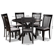 Baxton Studio Lore Gray Fabric Upholstered Wood 7-Piece Dining Set