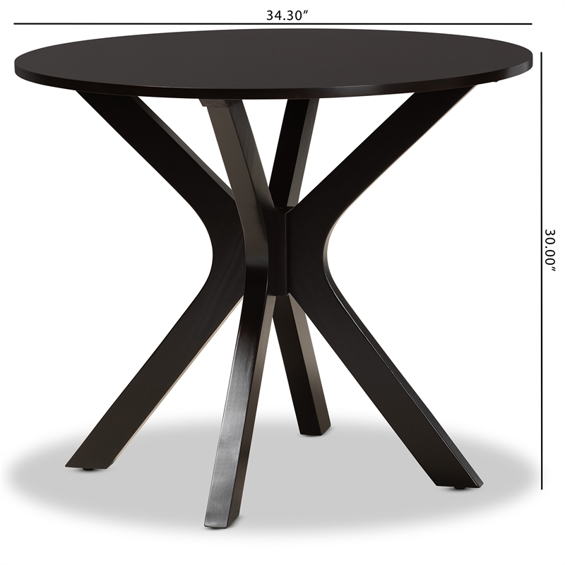 Baxton Studio Kenji Dark Brown Finished 34-Inch-Wide Round Wood Dining Table