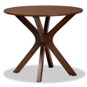Baxton Studio Kenji Walnut Brown Finished 34-Inch-Wide Round Wood Dining Table