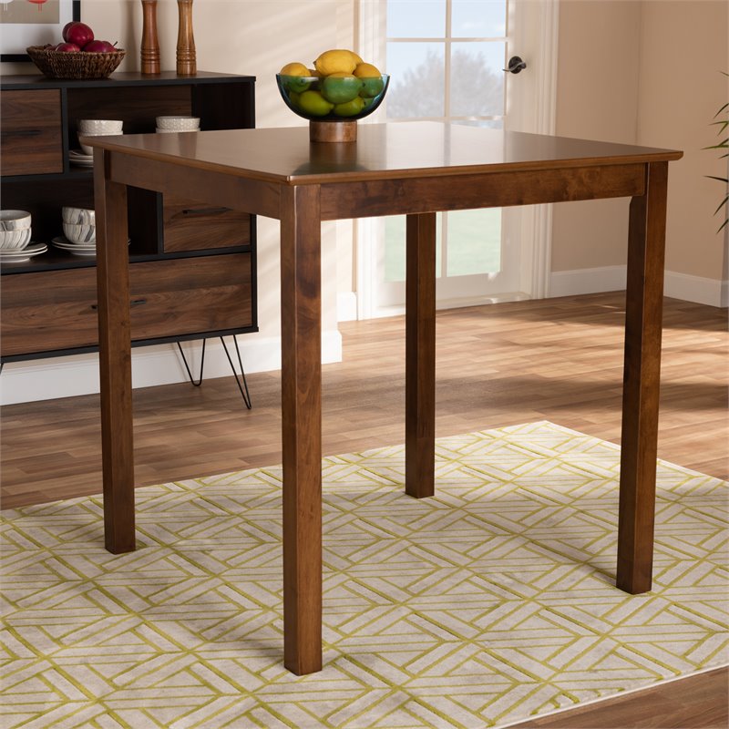 Baxton Studio Lenoir Walnut Brown Finished Wood Counter Height Pub Table
