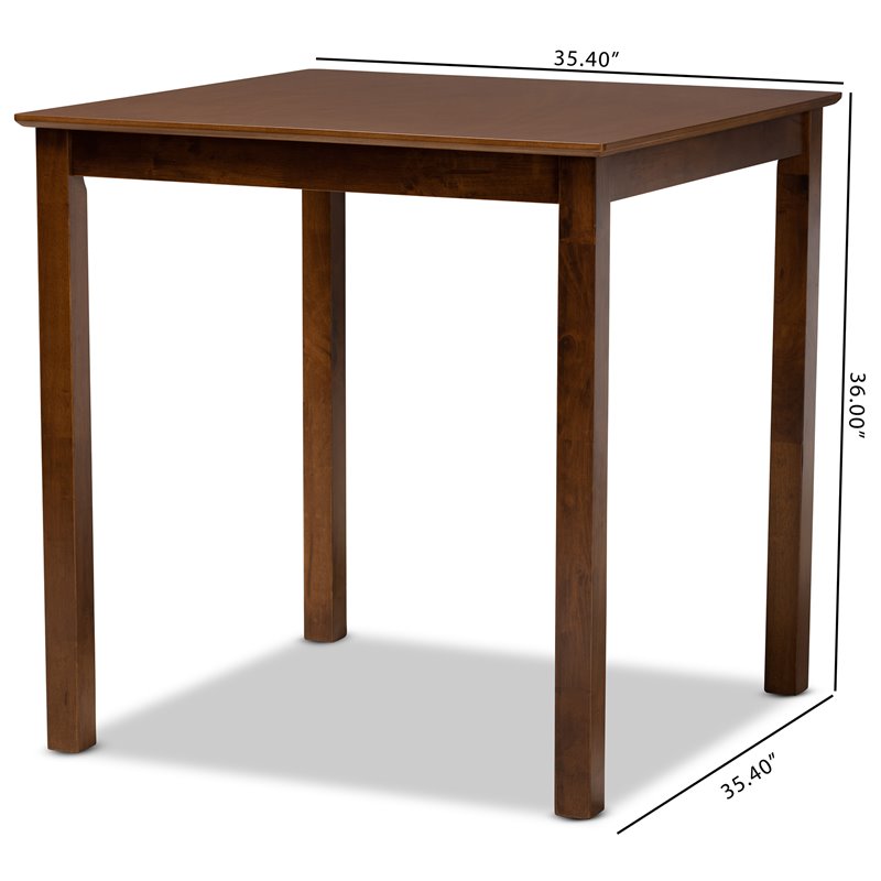 Baxton Studio Lenoir Walnut Brown Finished Wood Counter Height Pub Table