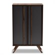 Baxton Studio Naoki Two-Tone Gray and Walnut Finished Wood 2-Door Shoe Cabinet