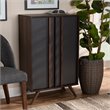 Baxton Studio Naoki Two-Tone Gray and Walnut Finished Wood 2-Door Shoe Cabinet