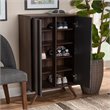 Baxton Studio Naoki Two-Tone Gray and Walnut Finished Wood 2-Door Shoe Cabinet