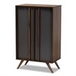 Baxton Studio Naoki Two-Tone Gray and Walnut Finished Wood 2-Door Shoe Cabinet