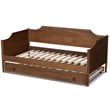 Baxton Studio Alya Walnut Finished Wood Twin Size Daybed with Roll-Out Trundle