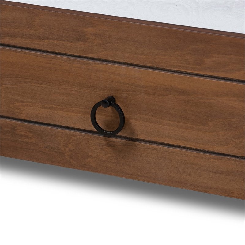Baxton Studio Alya Walnut Finished Wood Twin Size Daybed with Roll-Out Trundle