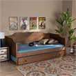 Baxton Studio Alya Walnut Finished Wood Twin Size Daybed with Roll-Out Trundle